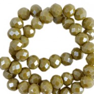 Top Facet kralen 8x6mm Moss green-pearl shine coating